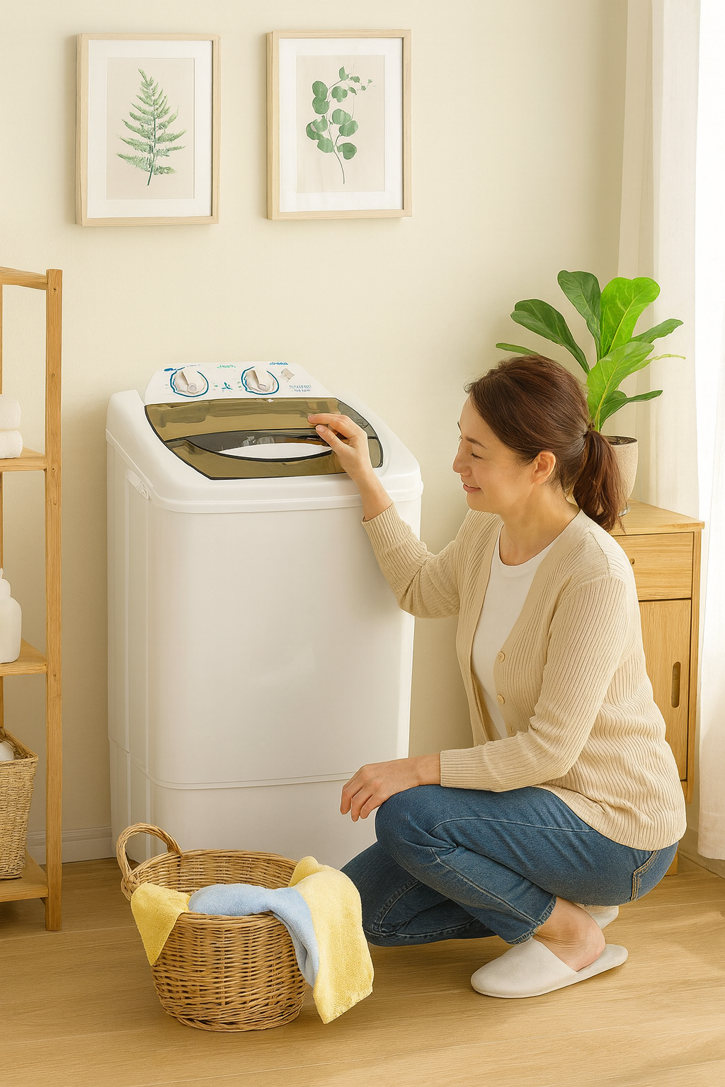 Beyaz arka planda JAKOTA EXPORT çamaşır makinesi